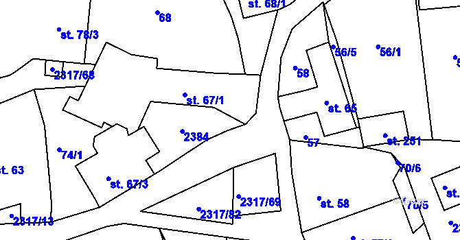 Parcela st. 67/4 v KÚ Košetice, Katastrální mapa