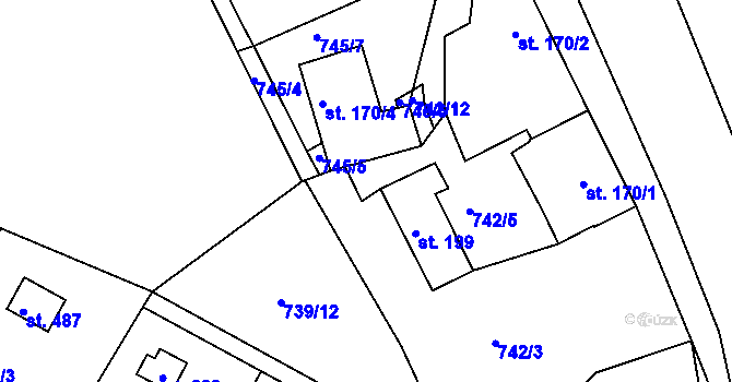Parcela st. 742/7 v KÚ Košetice, Katastrální mapa