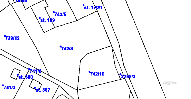Parcela st. 742/9 v KÚ Košetice, Katastrální mapa