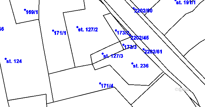 Parcela st. 127/3 v KÚ Košetice, Katastrální mapa