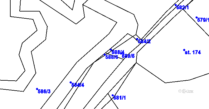 Parcela st. 588/6 v KÚ Košetice, Katastrální mapa