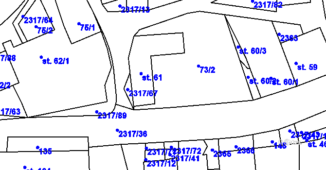 Parcela st. 73/1 v KÚ Košetice, Katastrální mapa
