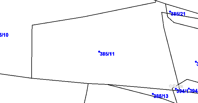 Parcela st. 385/11 v KÚ Košetice, Katastrální mapa