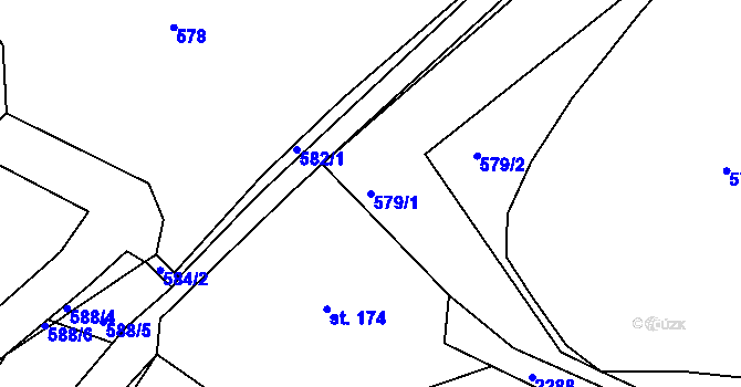 Parcela st. 579/1 v KÚ Košetice, Katastrální mapa
