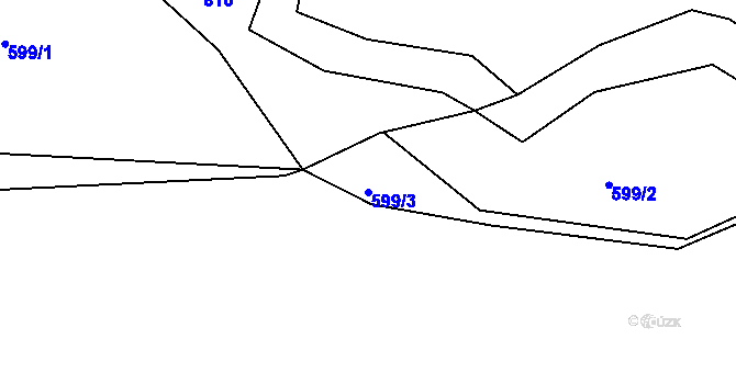 Parcela st. 599/3 v KÚ Košetice, Katastrální mapa