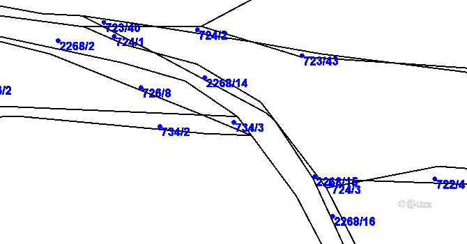 Parcela st. 734/3 v KÚ Košetice, Katastrální mapa