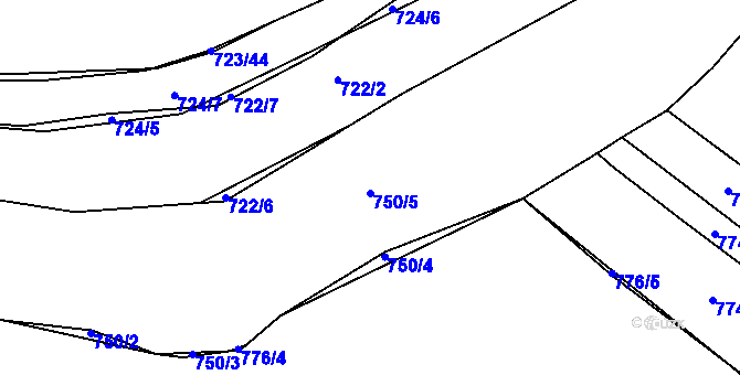 Parcela st. 750/5 v KÚ Košetice, Katastrální mapa