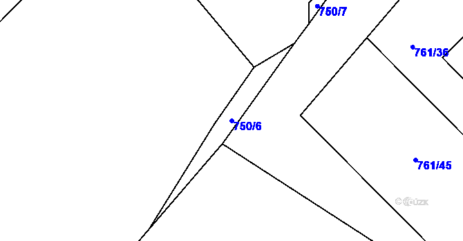 Parcela st. 750/6 v KÚ Košetice, Katastrální mapa