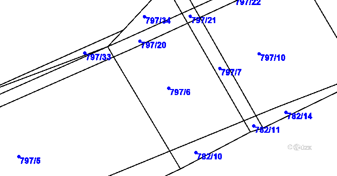 Parcela st. 797/6 v KÚ Košetice, Katastrální mapa
