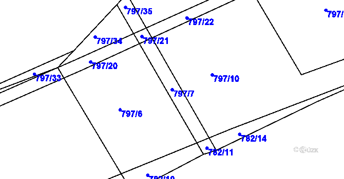 Parcela st. 797/7 v KÚ Košetice, Katastrální mapa