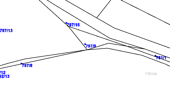 Parcela st. 797/9 v KÚ Košetice, Katastrální mapa