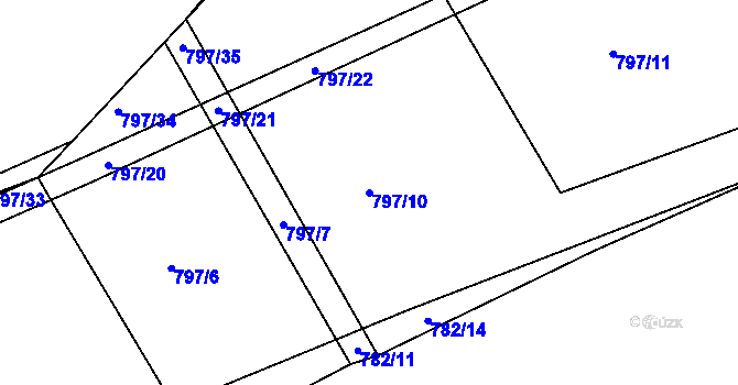 Parcela st. 797/10 v KÚ Košetice, Katastrální mapa