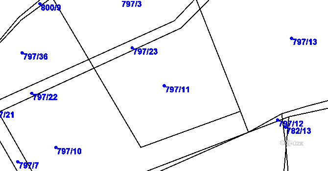 Parcela st. 797/11 v KÚ Košetice, Katastrální mapa