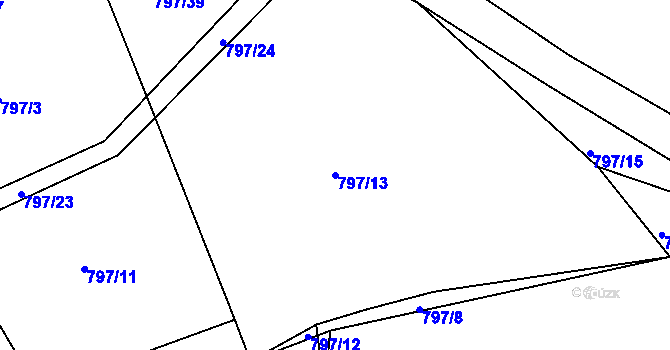 Parcela st. 797/13 v KÚ Košetice, Katastrální mapa