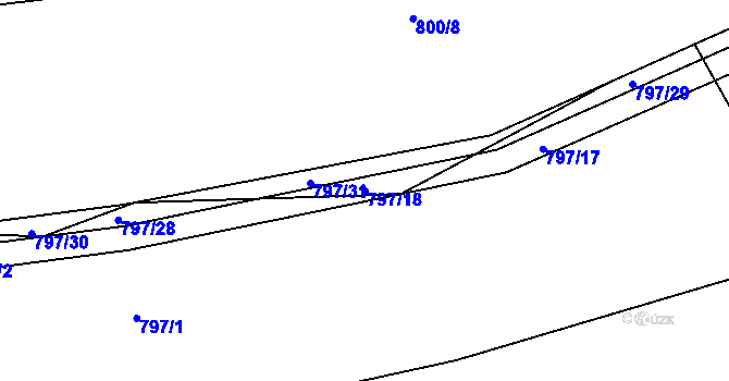 Parcela st. 797/18 v KÚ Košetice, Katastrální mapa