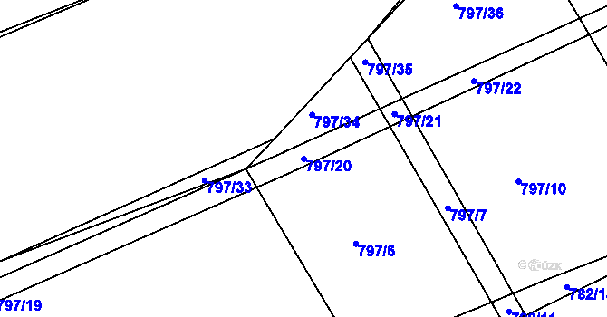 Parcela st. 797/20 v KÚ Košetice, Katastrální mapa