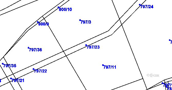 Parcela st. 797/23 v KÚ Košetice, Katastrální mapa