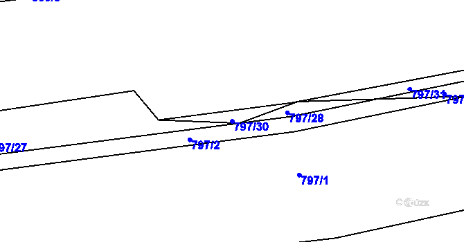 Parcela st. 797/30 v KÚ Košetice, Katastrální mapa