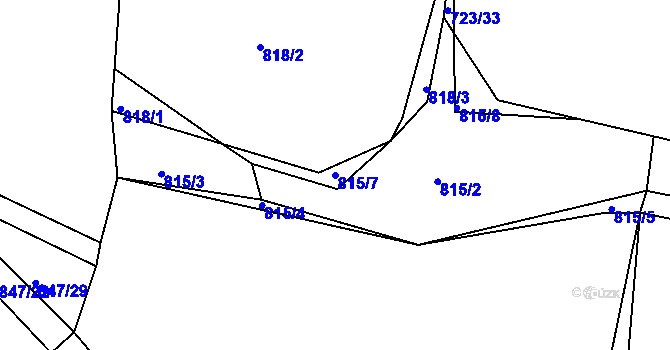 Parcela st. 815/7 v KÚ Košetice, Katastrální mapa