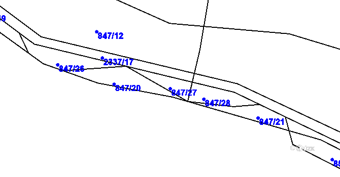 Parcela st. 847/27 v KÚ Košetice, Katastrální mapa