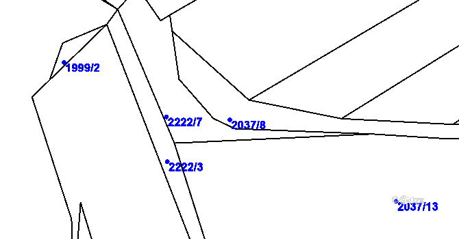 Parcela st. 2037/8 v KÚ Košetice, Katastrální mapa