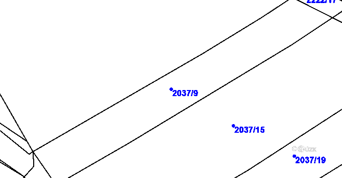 Parcela st. 2037/9 v KÚ Košetice, Katastrální mapa