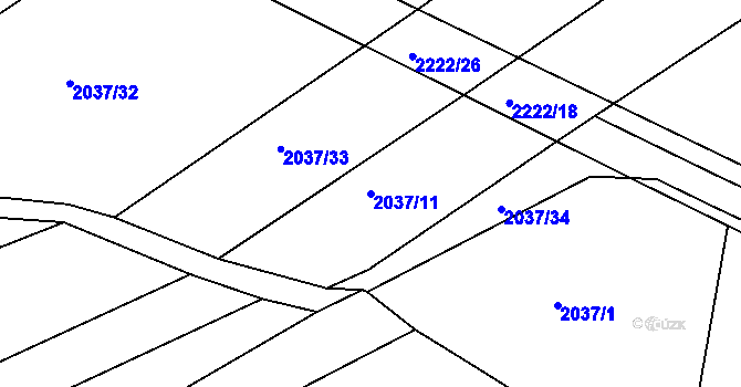 Parcela st. 2037/11 v KÚ Košetice, Katastrální mapa