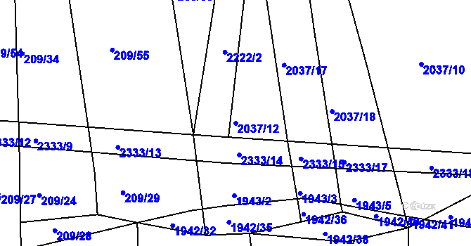 Parcela st. 2037/12 v KÚ Košetice, Katastrální mapa