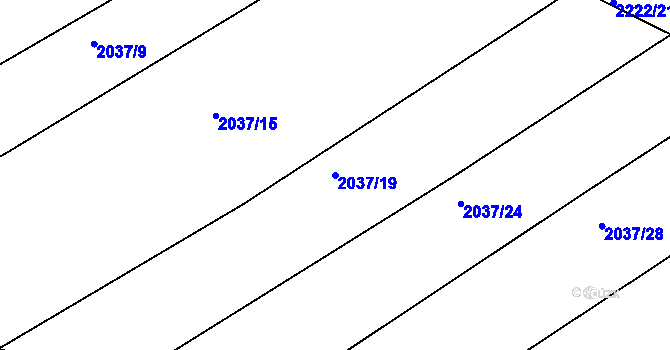 Parcela st. 2037/19 v KÚ Košetice, Katastrální mapa