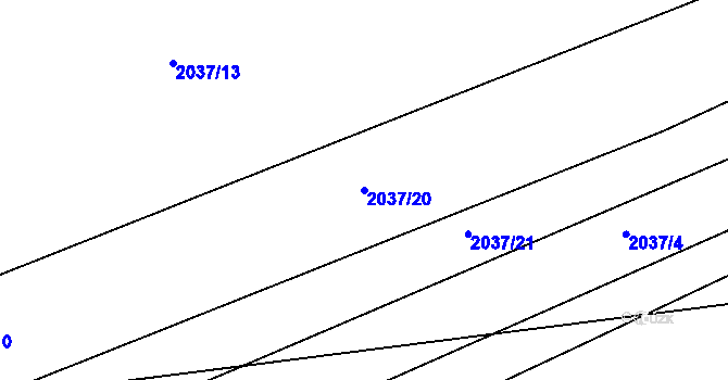 Parcela st. 2037/20 v KÚ Košetice, Katastrální mapa