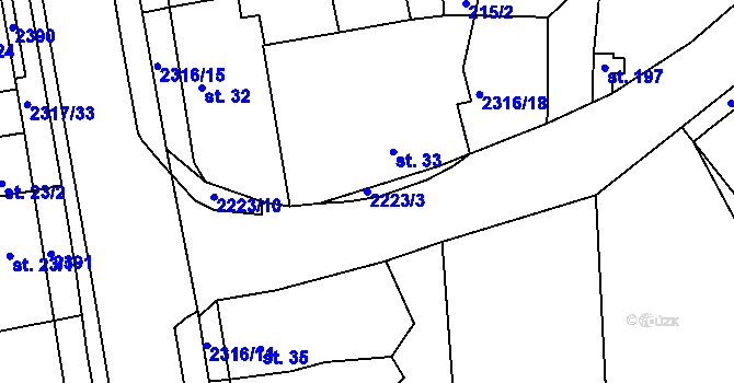 Parcela st. 2223/3 v KÚ Košetice, Katastrální mapa
