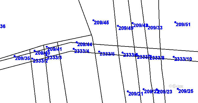 Parcela st. 2333/5 v KÚ Košetice, Katastrální mapa