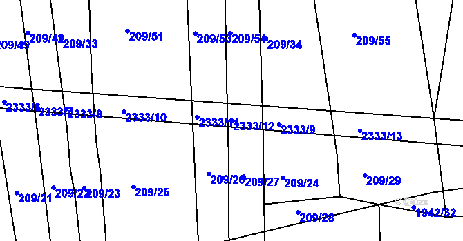 Parcela st. 2333/12 v KÚ Košetice, Katastrální mapa