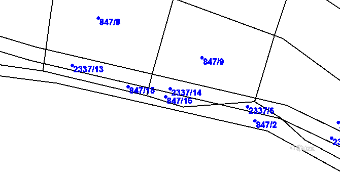 Parcela st. 2337/14 v KÚ Košetice, Katastrální mapa