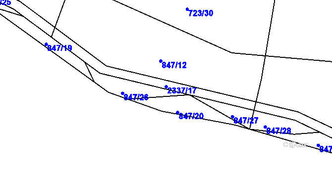 Parcela st. 2337/17 v KÚ Košetice, Katastrální mapa