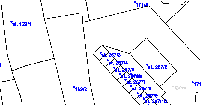 Parcela st. 267/3 v KÚ Košetice, Katastrální mapa