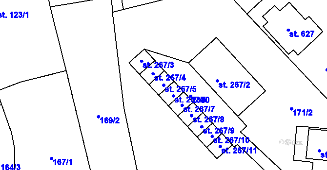 Parcela st. 267/5 v KÚ Košetice, Katastrální mapa