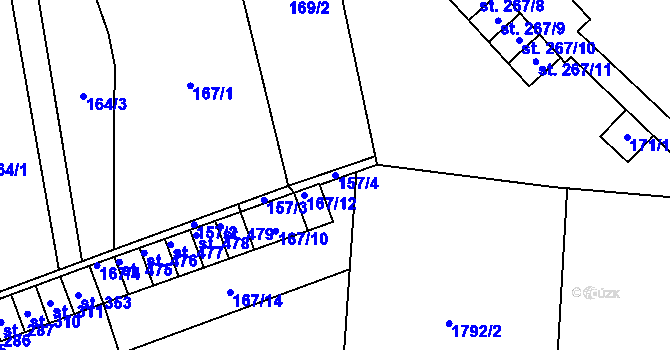 Parcela st. 157/4 v KÚ Košetice, Katastrální mapa