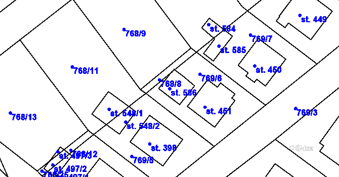 Parcela st. 586 v KÚ Košetice, Katastrální mapa