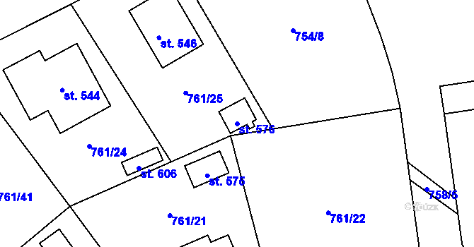 Parcela st. 576 v KÚ Košetice, Katastrální mapa