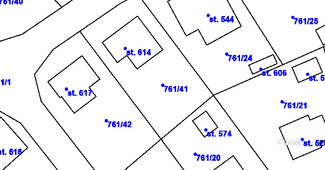 Parcela st. 761/41 v KÚ Košetice, Katastrální mapa
