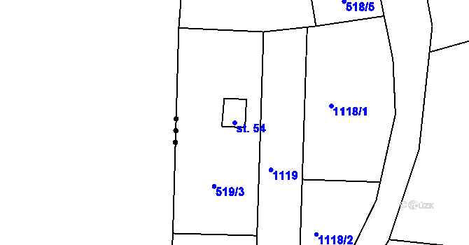 Parcela st. 54 v KÚ Doubí nad Lužnicí, Katastrální mapa