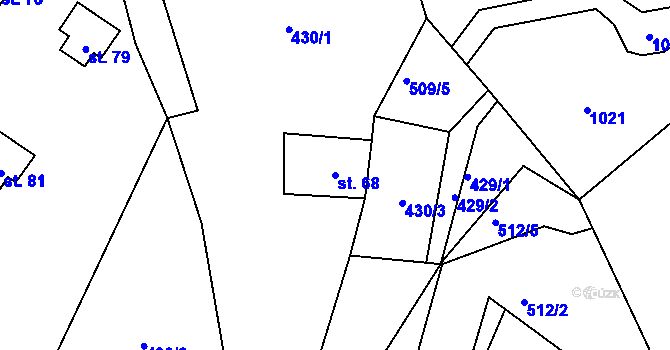 Parcela st. 68 v KÚ Doubí nad Lužnicí, Katastrální mapa