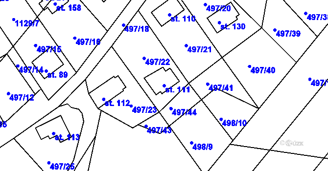 Parcela st. 111 v KÚ Doubí nad Lužnicí, Katastrální mapa