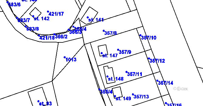 Parcela st. 147 v KÚ Doubí nad Lužnicí, Katastrální mapa