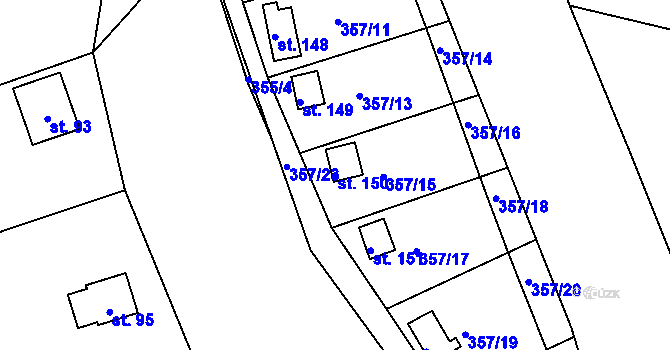 Parcela st. 150 v KÚ Doubí nad Lužnicí, Katastrální mapa