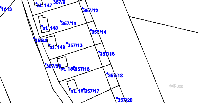 Parcela st. 357/16 v KÚ Doubí nad Lužnicí, Katastrální mapa