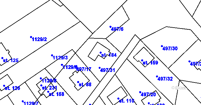 Parcela st. 184 v KÚ Doubí nad Lužnicí, Katastrální mapa