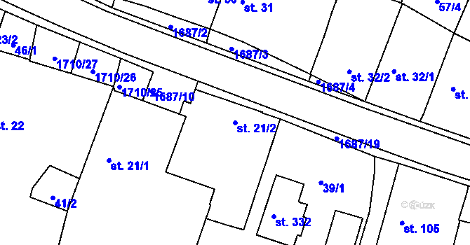Parcela st. 21/2 v KÚ Košice u Soběslavi, Katastrální mapa