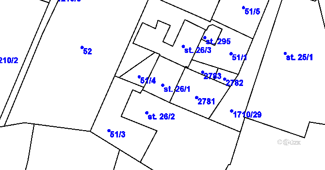 Parcela st. 26/1 v KÚ Košice u Soběslavi, Katastrální mapa